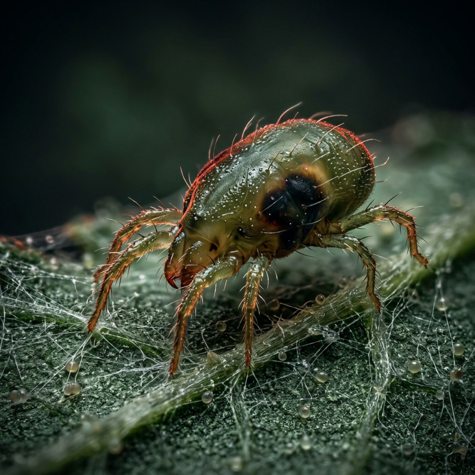 Spider mite close-up under the scope